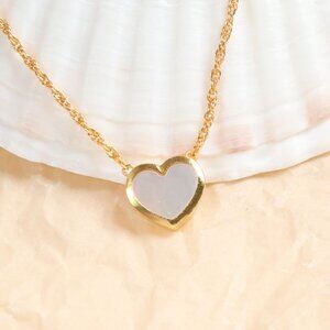Julie Vos Gold Heart Solitaire Mother Pearl Necklace